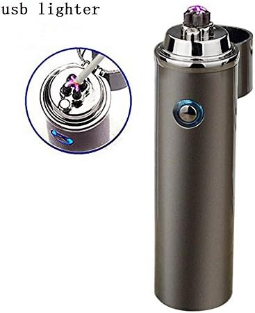 Jcdlits Usb lighter charge Arc windproof electronic cigarette lighters Novelty Electric Smoke cigarette(Light black)
