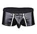 YiZYiF Men's Wetlook Leather Underwear Double Zipper Pouch Trunks Boxer Briefs Black Large(Waistline 33.0-41.0