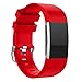 For Fitbit Charge 2 Bands, FreshZone Accessories Replacement Silicone Watch Band Wristband for Fitbit Charge 2 (No Tracker) (Red)