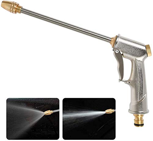Garden Hose Spray Gun,High Pressure Spray Watering Gun with Full Brass Nozzle, Heavy Duty Metal Hand Sprayer for Car Washing/Watering Lawn and Garden
