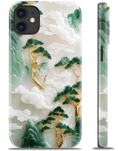 DEENAKIN for iPhone 12 Mini Case - Wireless Charging Compatible - Dual-Layer Hard Shell & Silicone Cover - Protective Phone Case with Trendy Cute Designs for Women - Cloudy Pine Mountain