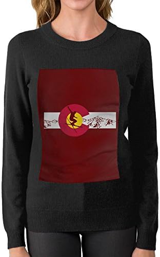 HFIEOTER Women's Colorado State - Ski Mountain Flag Round Neck Sweater Girl Pullover
