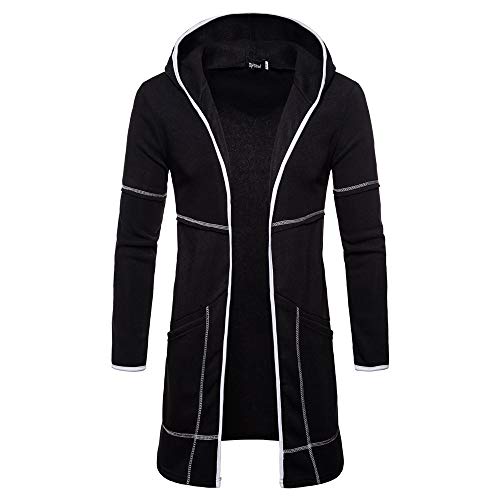 minRan Big Promotion Mens Fashion Hooded Solid Long Trench Coat Jacket Pocket Cardigan Long Sleeve Outwear