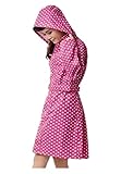 Zicac Women's Polka Dots Raincoat Belted Rain Jacket (One Size, Magenta)