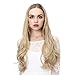 SARLA Invisible Wire Hair Extensions with 3 Clips Long Synthetic Wavy Curly Hairpiece Adjustable Transparent Headband for Women 18 Inch Ginger Brown