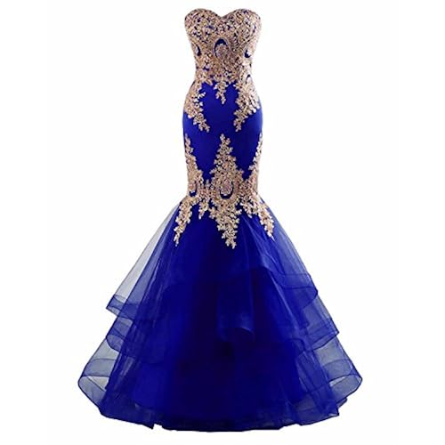 royal blue and gold prom dresses 2019