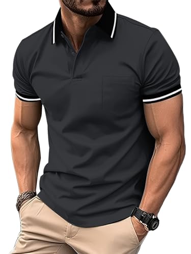 SwissWell 5 Pack Men's Golf Polo Shirt Short Sleeve Lightweight Summer T Shirt Tennis Breathable