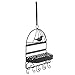 Black Metal Bird Cage Design Hanging Jewelry Rack w/ Cosmetics Tray, 2 Earring Organizer Bars & 7 Hooks