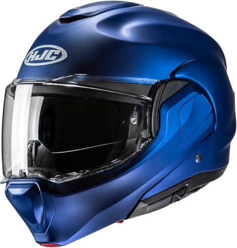 HJC, Casco Moto Modulare F100 UNI Semi Flat Metallic Blue, XS