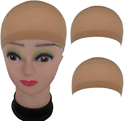 2 Pack Wig Caps Hair Mesh Wig Cap Hair Nets Wig Stretchable Elastic Hair Net (Beige)