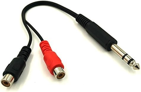 Tomota 635M-2RCAFM Duttek TRS Stereo Jack Male to 2 RCA Female Plug Y Splitter Adapter Cable, 6.35mm