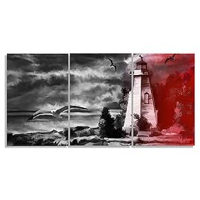 Seagull and Lighthouse Red Color for Living Room...