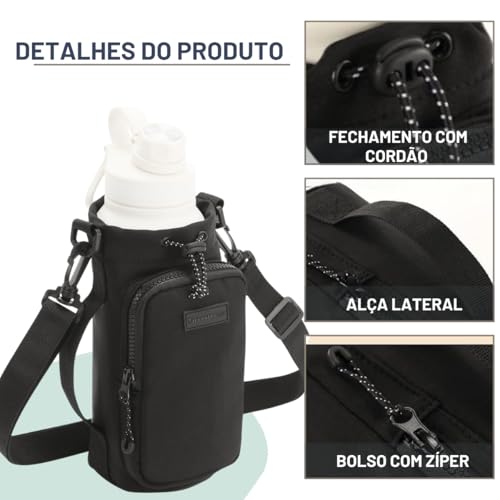 Bolsa Porta Garrafa Squeeze para Copo Térmico Com Alça Ajustável Shoulder Bag Para garrafas de agua
