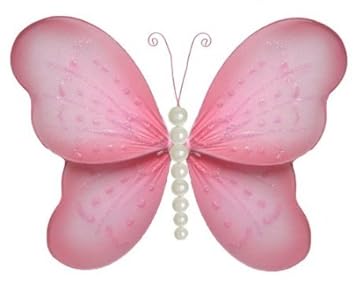 Amazon Com Hanging Butterfly 13 Large Pink Pearl Nylon