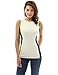 PattyBoutik Women’s Color Block Sleeveless Blouse (Ivory and Black M)