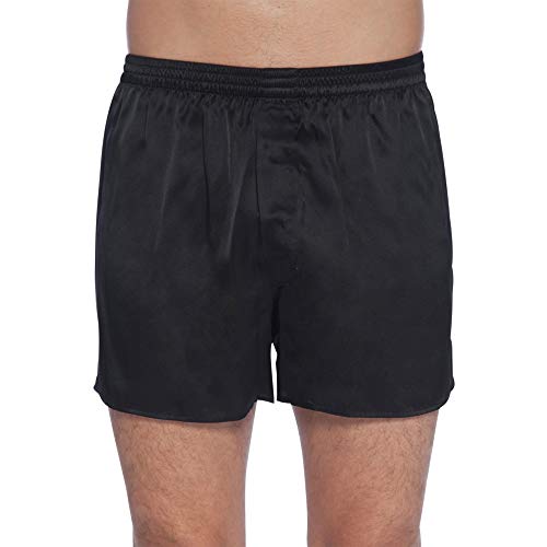 Intimo Men's Classic Silk Boxers, Black