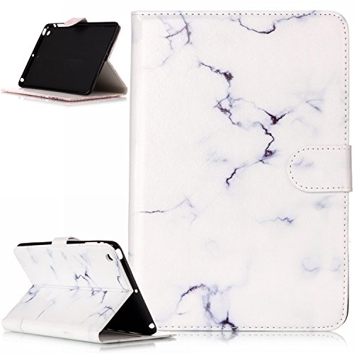iPad mini Case,iPad mini 1 2 3 Case,ikasus Painted Marble PU Leather Fold Wallet Pouch Case Wallet Flip Cover Card Slots Stand Protective Case Cover for iPad mini 1 / 2 / 3 ,White Marble