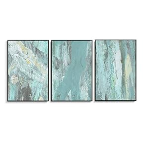 Framed Canvas Wall Art for Living Room, Bedroom Abstract Ink Oil Painting Canvas Prints for Home Decoration Ready to Hanging - 16"x24"x3 Panels