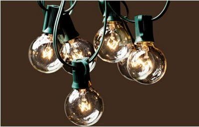 LUISHA G40 Patio String Lights with 25 Clear Globe Bulbs - Green Wire