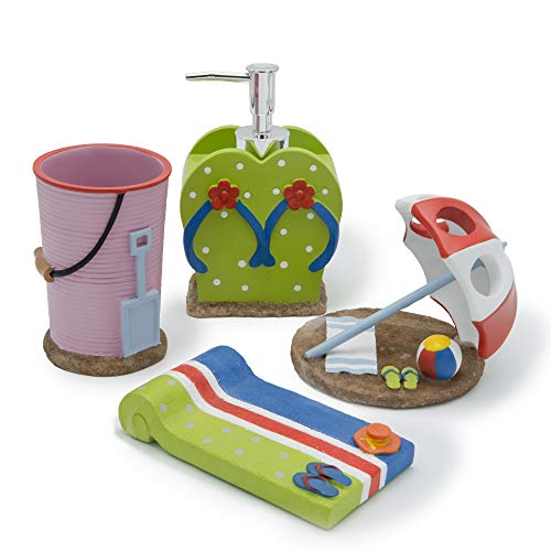 Smilewares-Fun-Beach-Theme-Bath-Accessories-Set-4-Piece-Includes-soap-Dispenser-Tumbler-Holder-and-Dish Smilewares Fun Beach Theme Bath Accessories Set (4-Piece) Includes soap Dispenser, Tumbler, Holder and Dish.