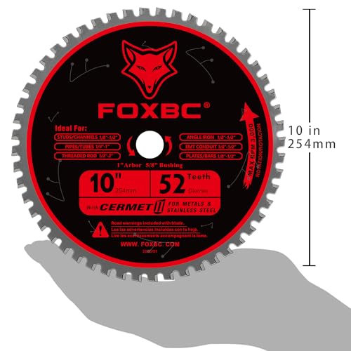 FOXBC 10 Inch Metal Steel Cutting Saw Blade 52 Teeth, 1" Arbor photo 11
