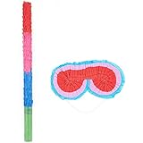 Pinata Stick and Pinata Mask Set - Pinata Party Favor Toys, Mexican Birthday Party Supplies, Las Posadas Accessories, Multicolored