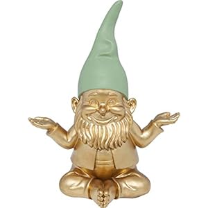 Kare 61589 Deko Figur Zwerg Meditation Gold Grün 19cm, Mehrfarbig, One Size