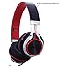 FOSTO Headphones, FT58 Stereo Foldable Headset Strong Low Bass Headphones with Microphone for iPhone, All Android Smartphones, PC, Laptop, Mp3/mp4, Tablet Earphones（Red