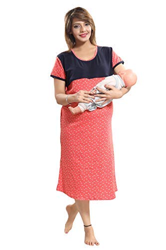 Hosiery Cotton Feeding/Nursing/Maternity Dress & Nighty for Women (Available in