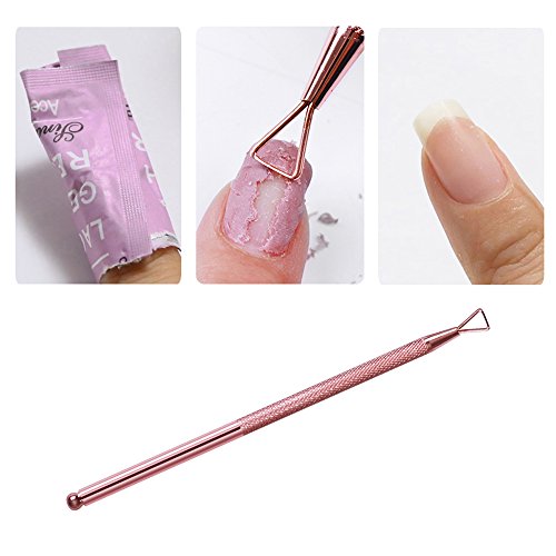 Adecco LLC Cuticle Pusher Stainless Steel Triangle Cuticle Peeler Scraper Remove Gel Nail Polish Nail Art Remover Tool Rose Gold And Silver(2 Pack) - Thumbnail 6