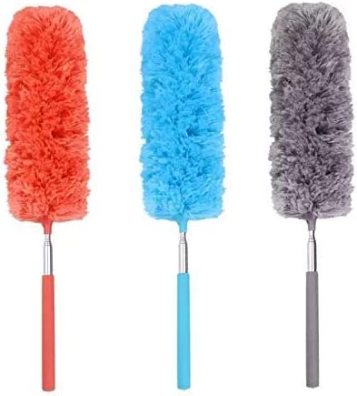 SWARG Multipurpose Microfiber Cleaning Duster for Home and Kitchen with Extendable Telescopic Wall Hanging Handle Pack of 3