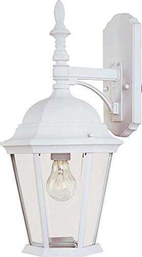 Maxim 1004WT Westlake Cast 1-Light Outdoor Wall Lantern, White Finish, Clear Glass, MB Incandescent Incandescent Bulb , 60W Max., Dry Safety Rating, Standard Dimmable, Glass Shade Material, Rated Lumens