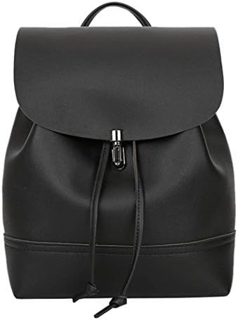 SanCanSn Backpack, Women Pure Color PU Leather School Bag Backpack Satchel (Free Size, Black)