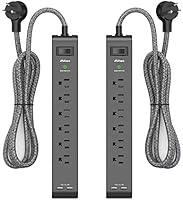 2 Pack Surge Protector Power Strip with 6 Outlets 2 USB Ports, Long Heavy-Duty Braided Extension Cords, Flat Plug, 900...