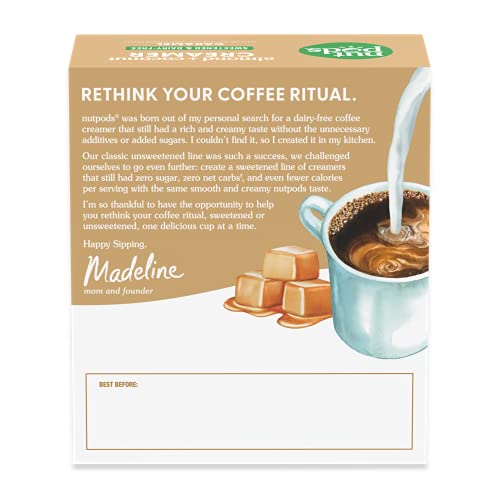 nutpods Ketofriendly Caramel Sweetened coffee creamer, ZeroSugar, 5 Calories per serving