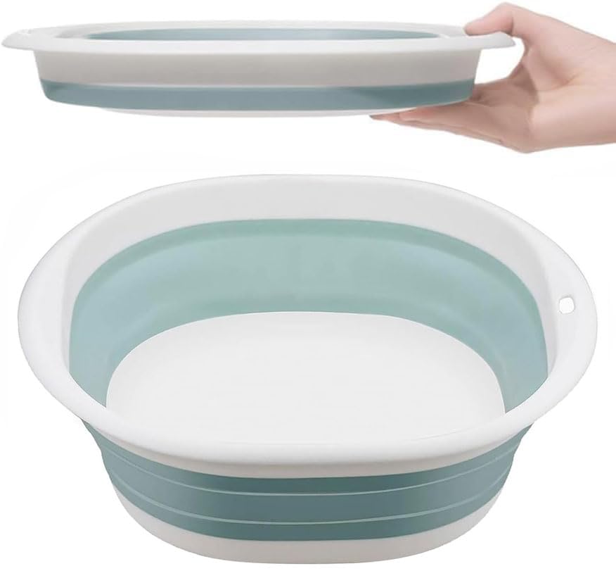 KHAOP Collapsible Washing Up Bowl, Portable Wash Basin Silicone Plastic Basket Multipurpose Outdoor Travel Basin Outdoor Camping Sink, Space Saving Folding Washtub (5L)