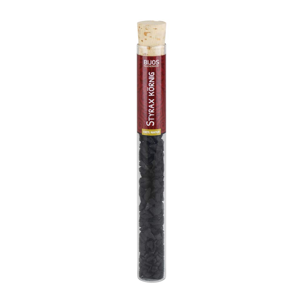 Bitto Incense in 35 ml Glass Tube, Styrax, Grainy - Harmonises the Mind and Soul