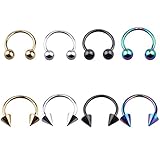 16pcs 18g Ball Spike Horseshoe Ring Lip Tragus Belly Nipple Eyebrow Ring Circular Barbell (16 Pieces 18 Gauge-5/16