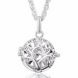 EUDORA Harmony Bola Tree of Love 20mm Angel Chime Caller Pendant Musical Chime Prayer Bell 30'' Necklace Silver