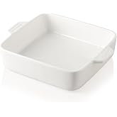 Sweejar Ceramic Baking Dish, 8 x 8 Cake Baking Pan for Brownie, Porcelain Square Bakeware with Double Handle for Casserole, L
