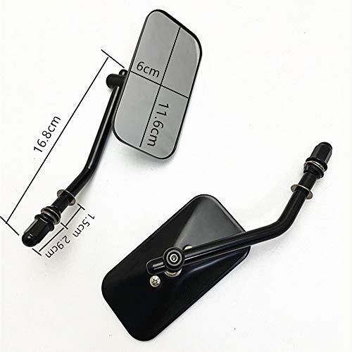 E-Bro Classic Black Motorcycle Mirrors 8mm/10mm Thread Rear View Mirror For Harley XL 883 1200 Iron 883 Road King (Rectangle) - Thumbnail 4