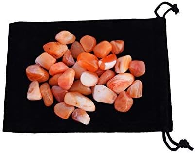 Zentron Crystal Collection: Tumbled Banded Carnelian, Includes Velvet Bag - Large 1" Pieces (1/2 Pound)