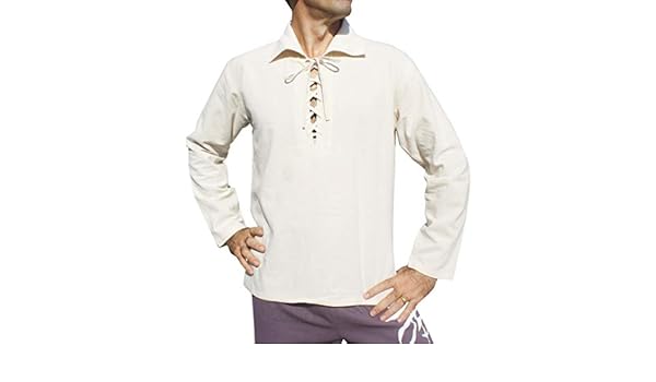 Svenine - Camiseta de manga corta para hombre con cuello de poetas y cuello de algodón suave - Blanco - Large: Amazon.es: Ropa y accesorios