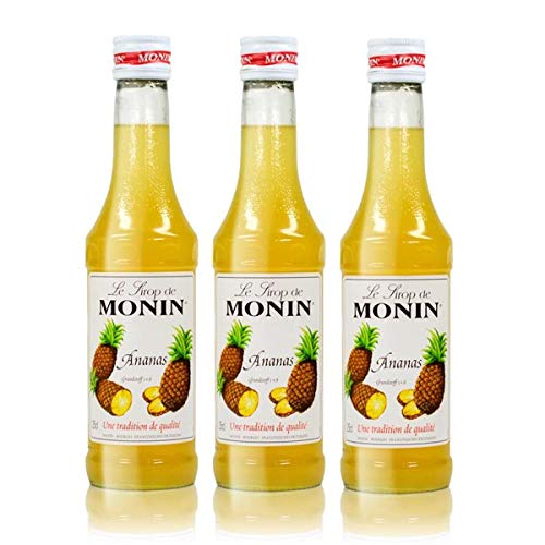 3x Monin Ananas Sirup, 250 ml Flasche - für Cocktails, zum Kaffee oder Kochen