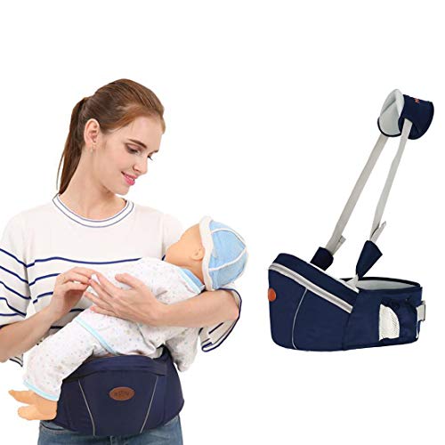 Baby Hip Seat Carrier Waist Stool - SKYROKU Baby Carrier for Child Infant Toddler with Adjustable Back Strain Relief Strap Safety Certified (Navy Blue)