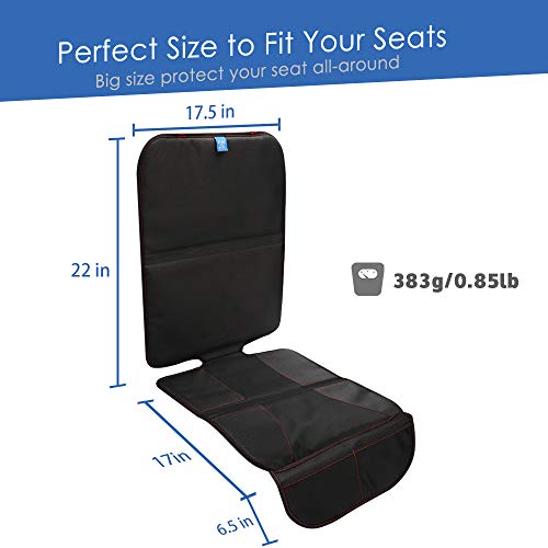 Funbliss Car Seat Protector for Pet, Baby Child Car Seats, - Auto Seat Cover Mat for Under Carseat with Thickest Padding to Protect Leather & Fabric Upholstery - Waterproof and Dirt Resistant (2 Pack)