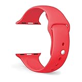 FanTEK Apple Watch Band - Soft Silicone Sport Style Replacement Iwatch Strap for Apple Wrist Watch 38mm Models M/L Size, Red