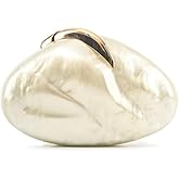 blinkgooblink Acrylic Silver Evening Clutch Purse for Women, Wedding Guest Clutch Metal Chain Shoulder Crossbody Bag