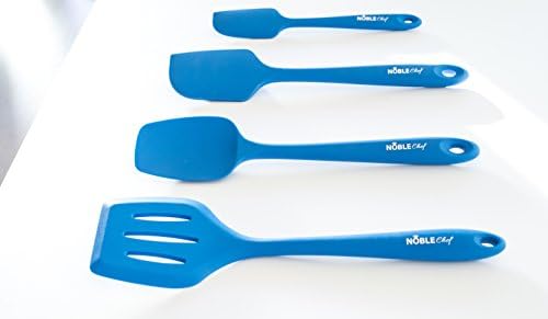 NobleChef Premium Non-Stick Silicone Kitchen Set - 4-Pieces: Baking Spoon, Small &amp; Large Spatula and Slotted Turner