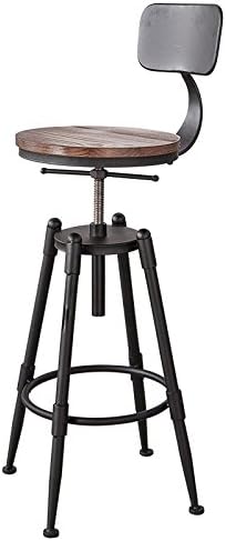 RUSTIC INDUSTRIAL VINTAGE RETRO METAL BREAKFAST BAR STOOL KITCHEN COUNTER CHAIR WITH BACKREST ADJUSTABLE HEIGHT RESTAURANT CAFE (With Backrest)